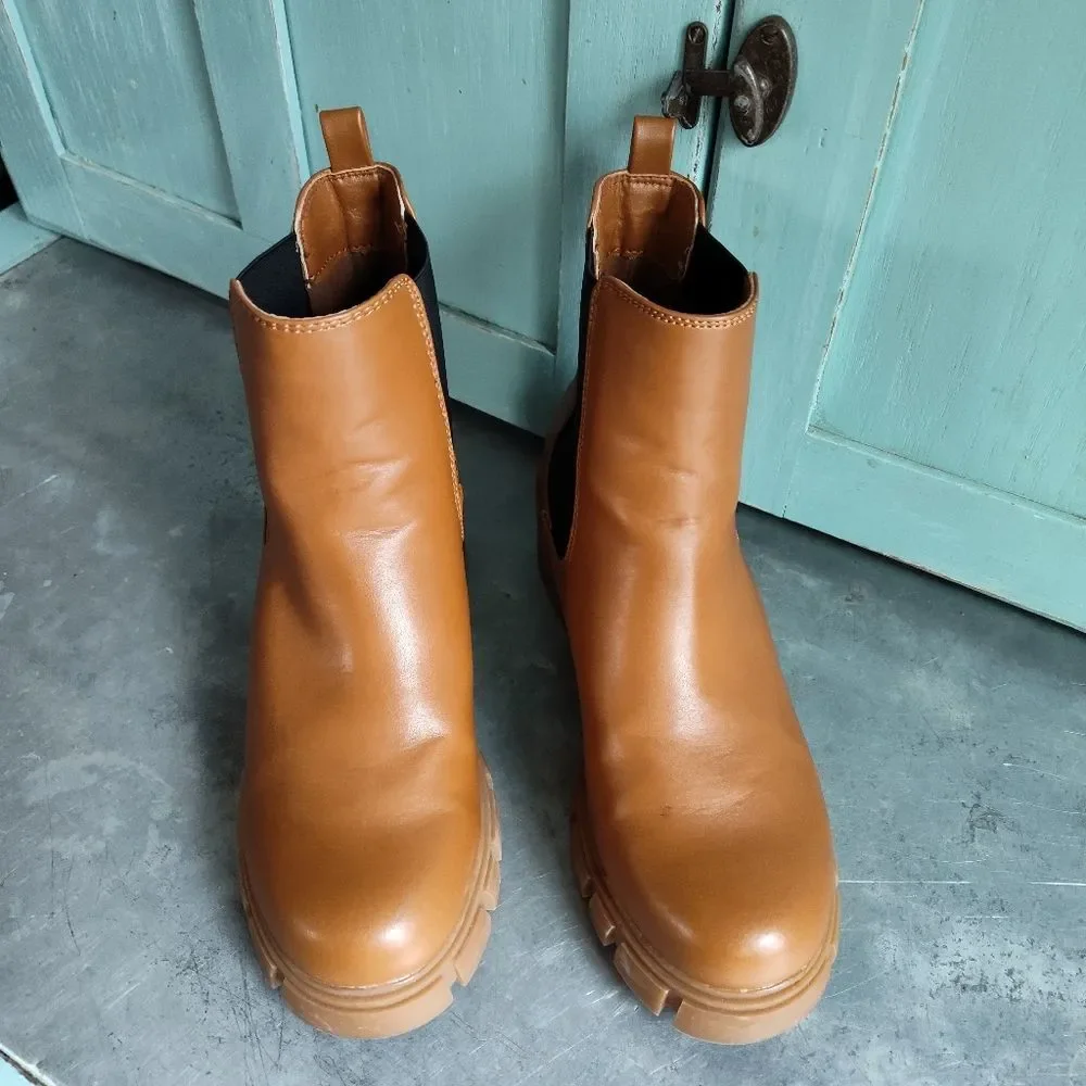 Madden Girl Tessa Platform Tan Boot Womens 8.5M